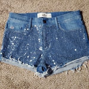 Hollister sequined denim shorts